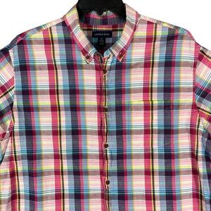 Lands End Traditional Short Sleeve Plaid Shirt Extra Large Mens‎ Business Casual